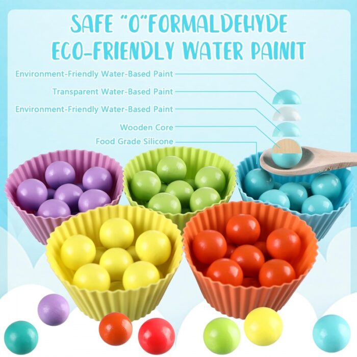 WOOPIE Kolorowe Kulki Układanka Montessori Mozaika Sorter - obrazek 3