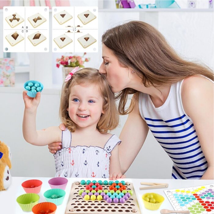 WOOPIE Kolorowe Kulki Układanka Montessori Mozaika Sorter - obrazek 6