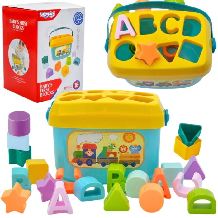 WOOPIE BABY Sorter 2w1 Skrzynka Walizka + Nauka Alfabetu i Kształtów