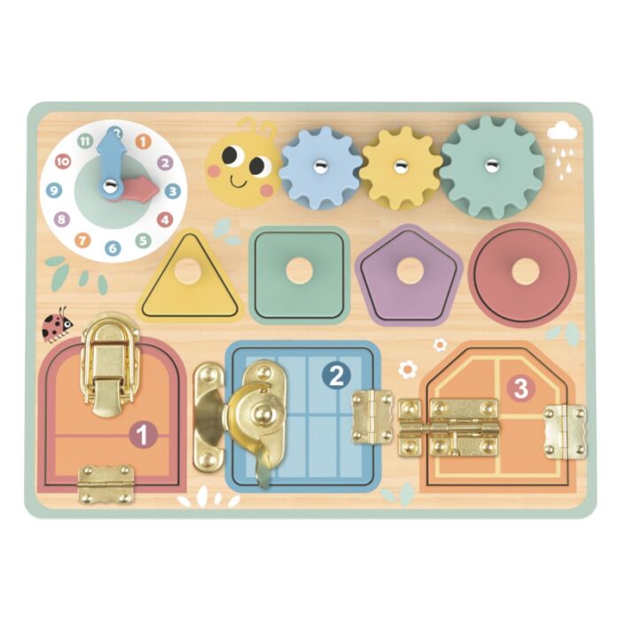 TOOKY TOY Tablica Manipulacyjna Zamki Zębatki Sorter Zegar - obrazek 7
