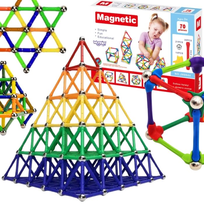 WOOPIE Klocki Magnetyczne Konstrukcyjne Układanka Kreatywna 70 el. - obrazek 2
