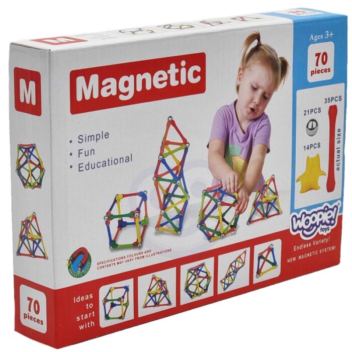 WOOPIE Klocki Magnetyczne Konstrukcyjne Układanka Kreatywna 70 el. - obrazek 9