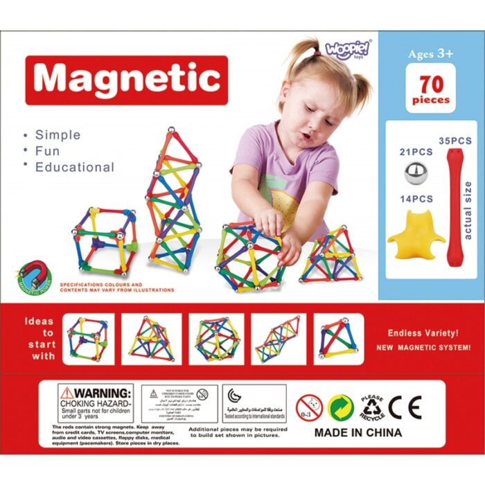 WOOPIE Klocki Magnetyczne Konstrukcyjne Układanka Kreatywna 70 el. - obrazek 10