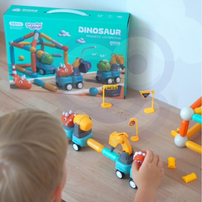 WOOPIE Klocki Magnetyczne Dinozaury Konstrukcyjne 84 el. - obrazek 2