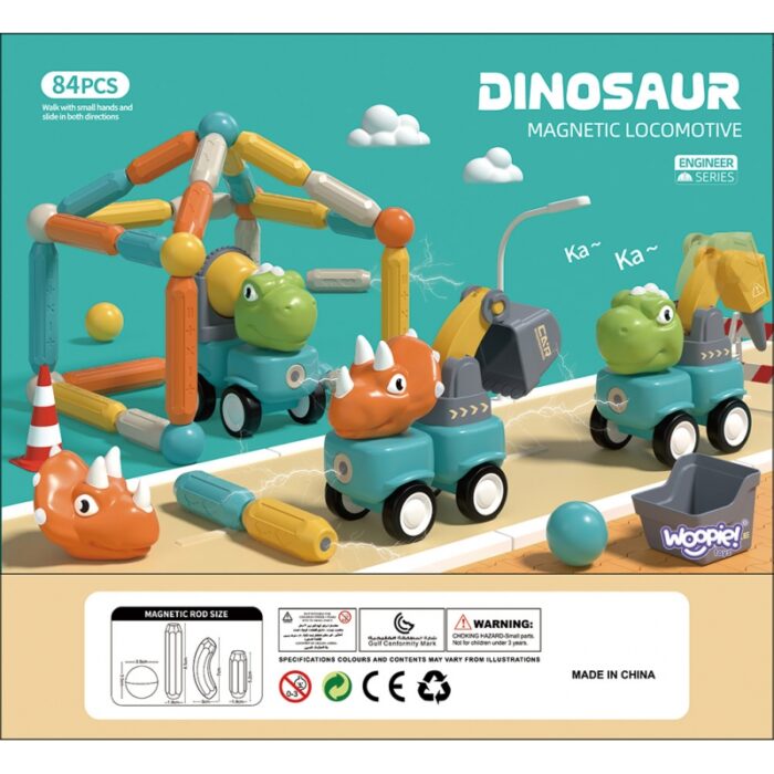 WOOPIE Klocki Magnetyczne Dinozaury Konstrukcyjne 84 el. - obrazek 16