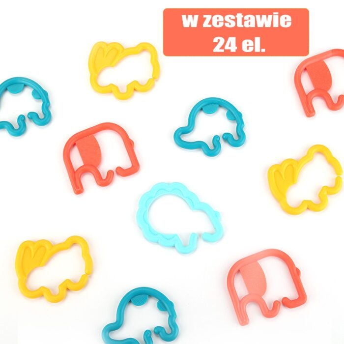 WOOPIE BABY Zabawka Sensoryczna Gryzaki dla Niemowląt Zawieszki Zwierzątka Łańcuszek 24 el. - obrazek 7