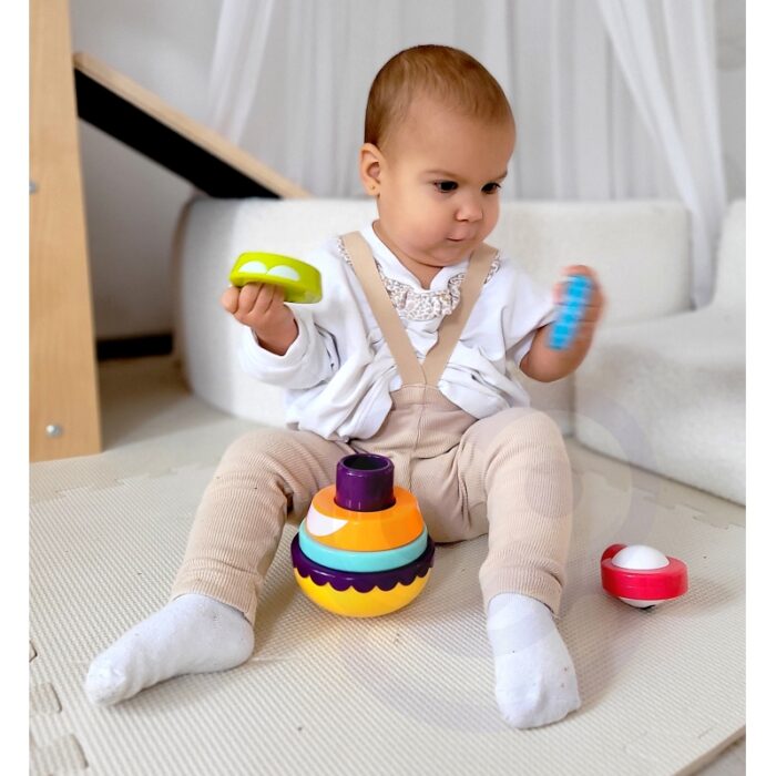 WOOPIE BABY Zabawka Sensoryczna Układanka Piramidka dla Niemowląt 6 el. - obrazek 5