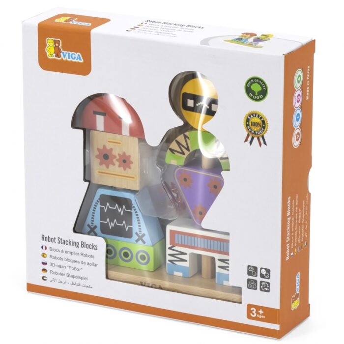 VIGA Układanka Piramidka Roboty + Wzory 8 el. - obrazek 12