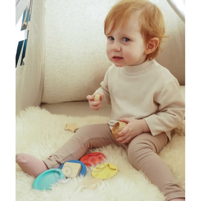 TOOKY TOY Drewniana Układanka Piramidka Kształty Miś 11 el. - obrazek 2