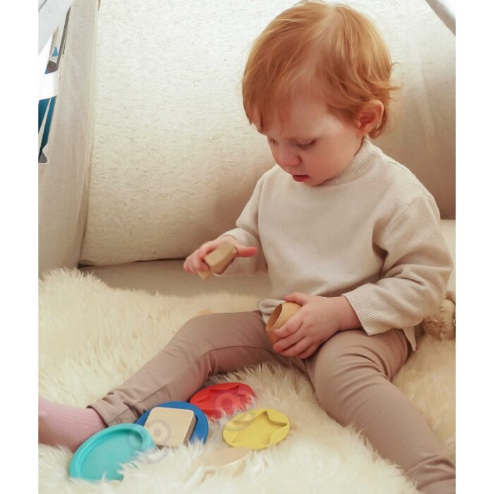 TOOKY TOY Drewniana Układanka Piramidka Kształty Miś 11 el. - obrazek 3