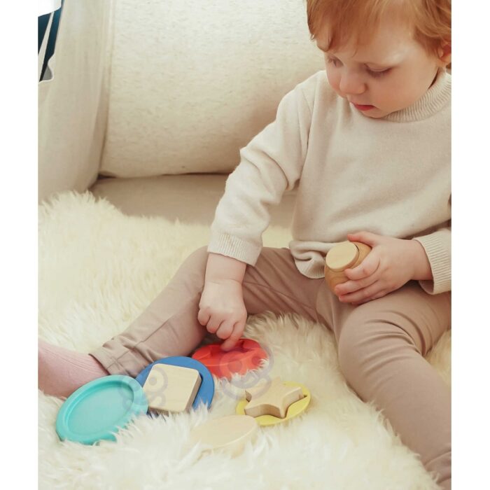 TOOKY TOY Drewniana Układanka Piramidka Kształty Miś 11 el. - obrazek 4
