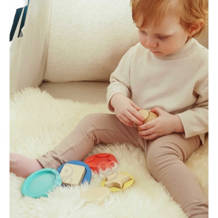 TOOKY TOY Drewniana Układanka Piramidka Kształty Miś 11 el. - obrazek 5