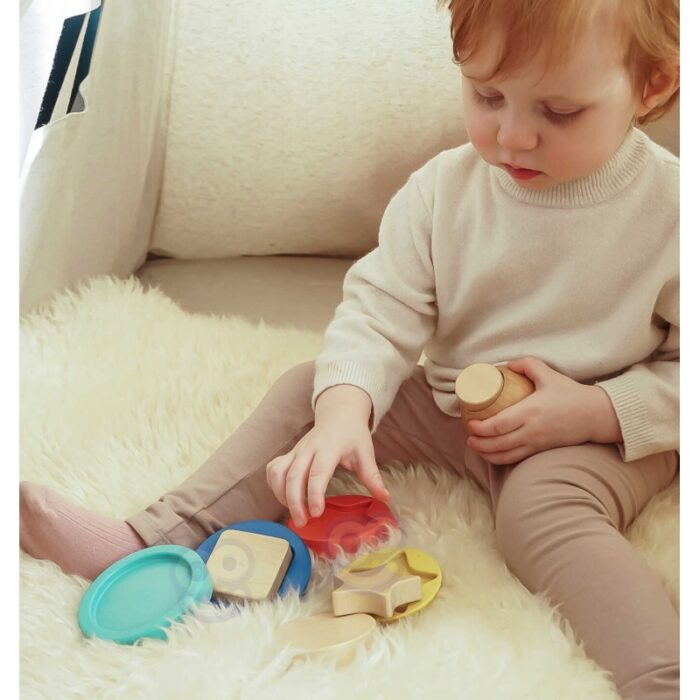 TOOKY TOY Drewniana Układanka Piramidka Kształty Miś 11 el. - obrazek 6