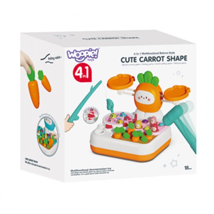 WOOPIE Gra MONTESSORI 4w1 Łowienie Rybek Waga Szalkowa Uderz w Kreta i Marchewki - obrazek 3