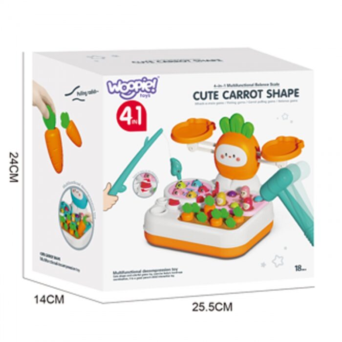 WOOPIE Gra MONTESSORI 4w1 Łowienie Rybek Waga Szalkowa Uderz w Kreta i Marchewki - obrazek 4