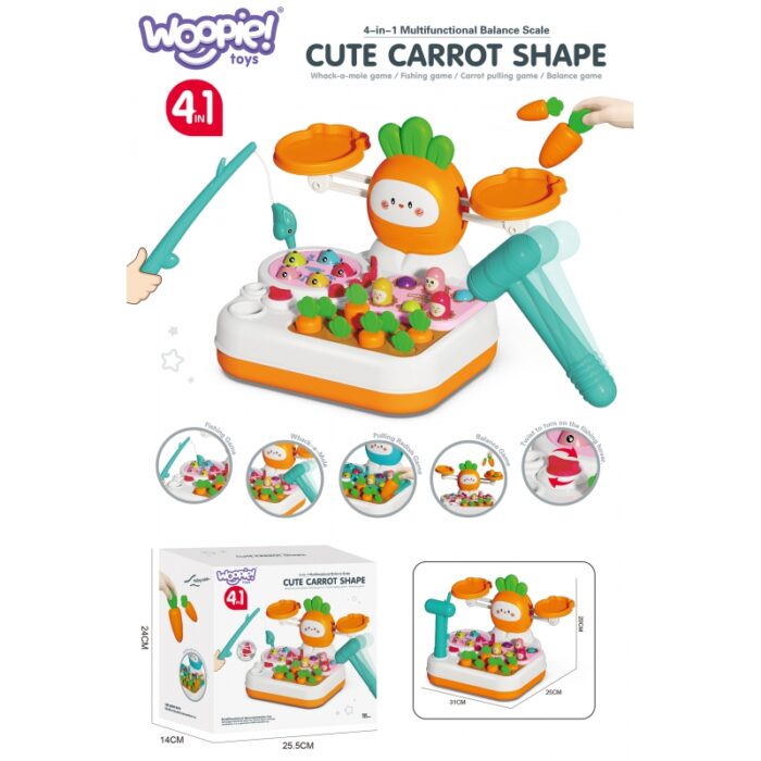 WOOPIE Gra MONTESSORI 4w1 Łowienie Rybek Waga Szalkowa Uderz w Kreta i Marchewki - obrazek 5