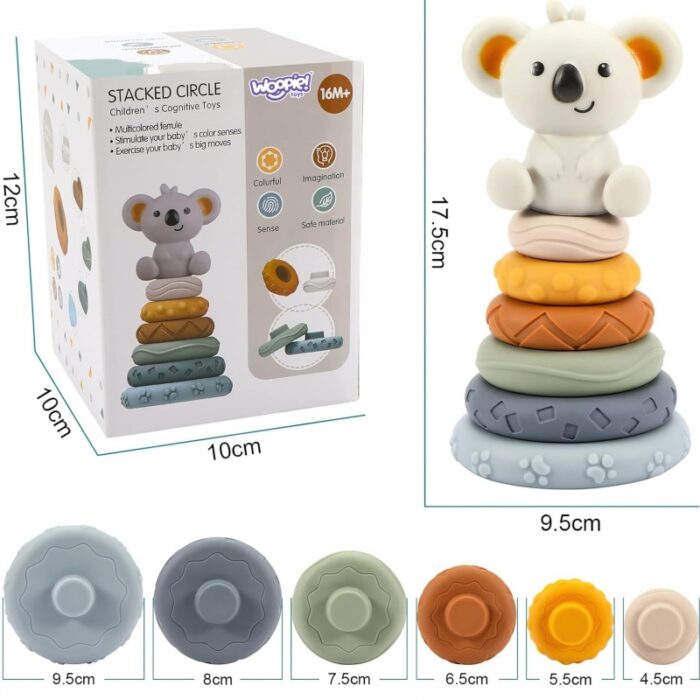 WOOPIE BABY Zestaw Edukacyjna Piramidka Koala 2w1 Gryzak - obrazek 6