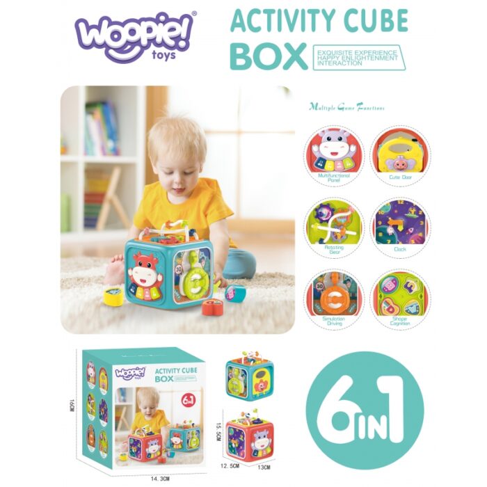 WOOPIE BABY Interaktywna Kostka Sensoryczna Edukacyjna Montessori Sorter 6w1 - obrazek 7