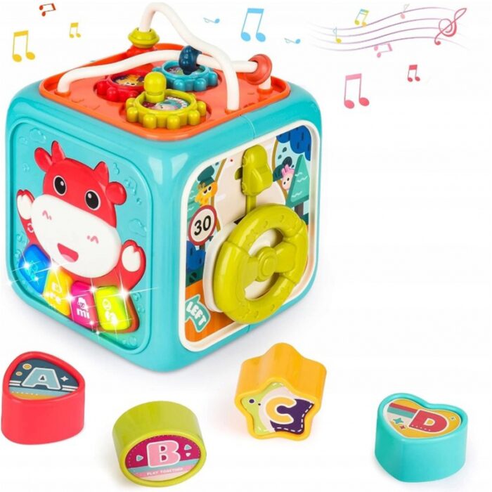 WOOPIE BABY Interaktywna Kostka Sensoryczna Edukacyjna Montessori Sorter 6w1 - obrazek 10