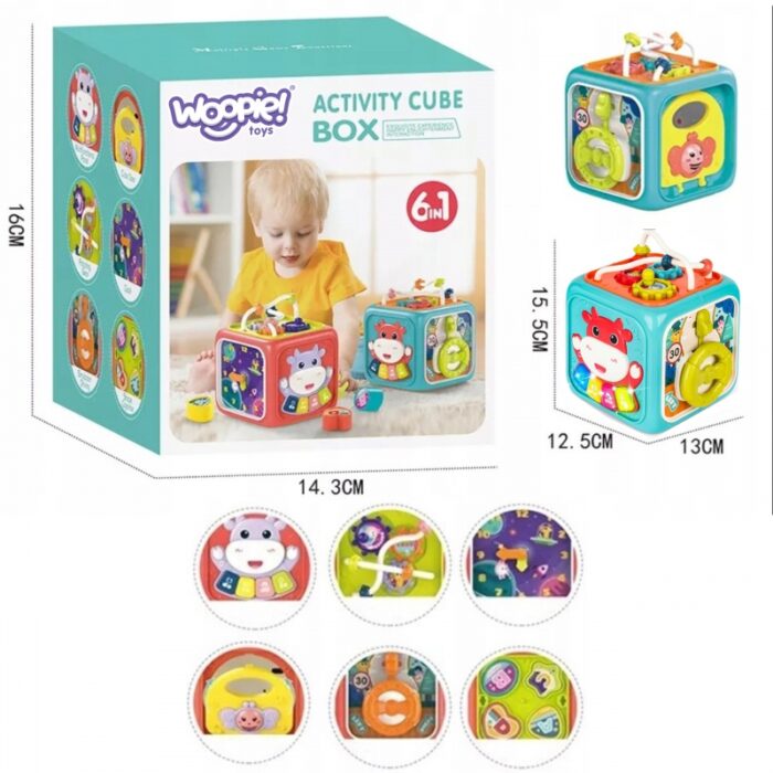 WOOPIE BABY Interaktywna Kostka Sensoryczna Edukacyjna Montessori Sorter 6w1 - obrazek 11