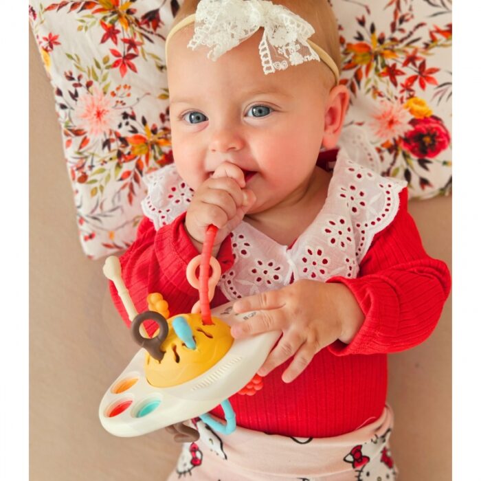 WOOPIE BABY Zabawka Sensoryczna Montessori Gryzak Grzechotka Wielofunkcyjny UFO - obrazek 3