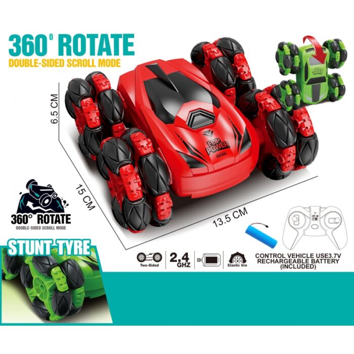 WOOPIE Zdalnie Sterowane Auto RC Akrobata Rotacja 360 z Pilotem 2,4 GHz - obrazek 12