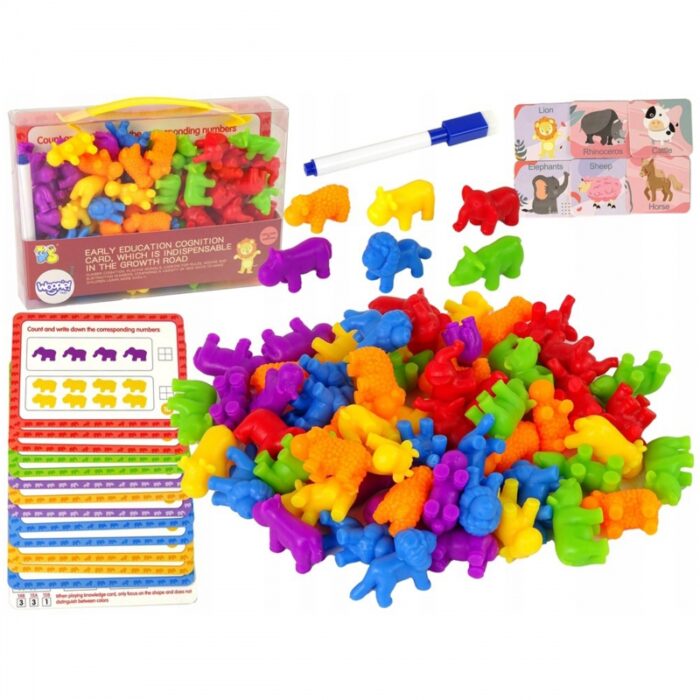 WOOPIE Zestaw Edukacyjny Nauka Liczenia Montessori Sorter Kolorów Zwierzęta 83 el. - obrazek 8
