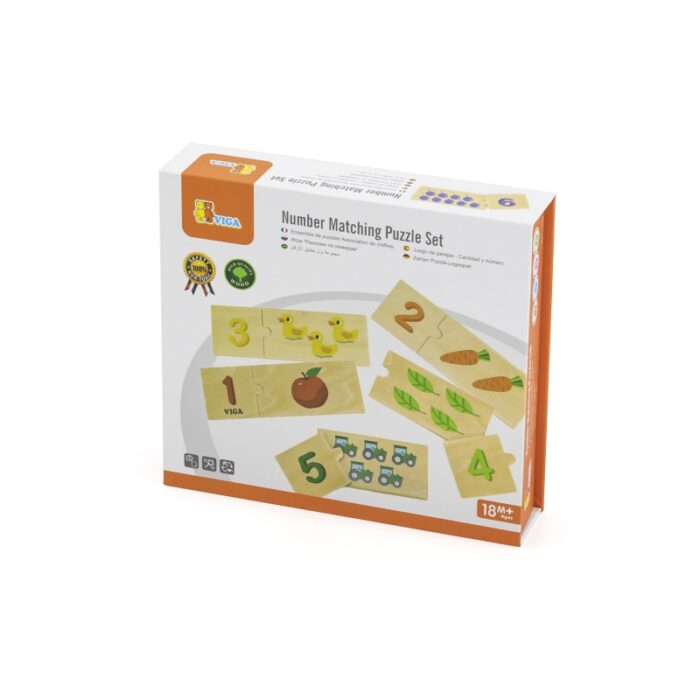 VIGA Zestaw Drewniane Puzzle Dopasuj Liczby Układanka Montessori - obrazek 6