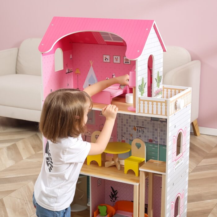 VIGA Duży Drewniany Domek dla Lalek - obrazek 8