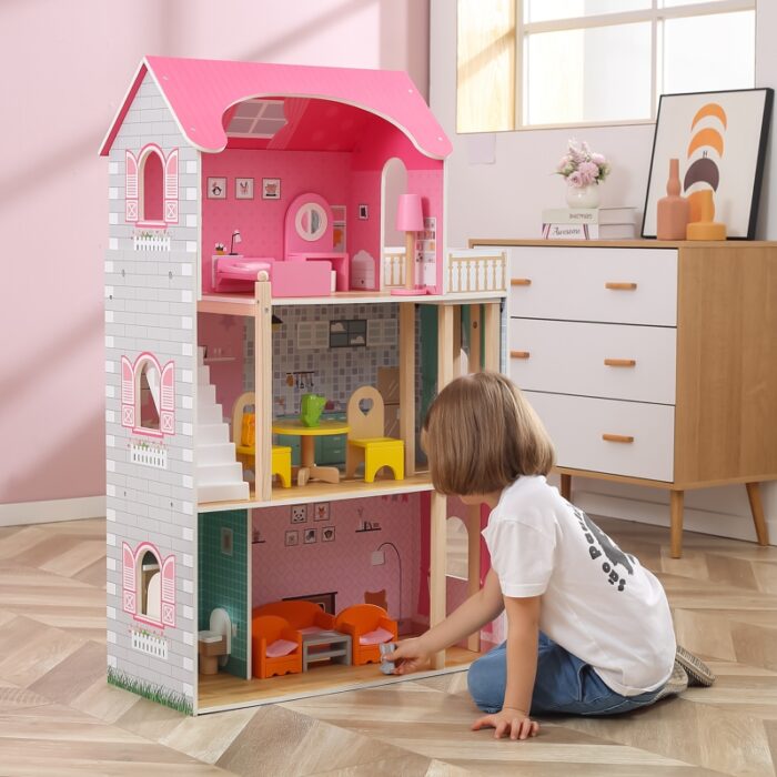 VIGA Duży Drewniany Domek dla Lalek - obrazek 9