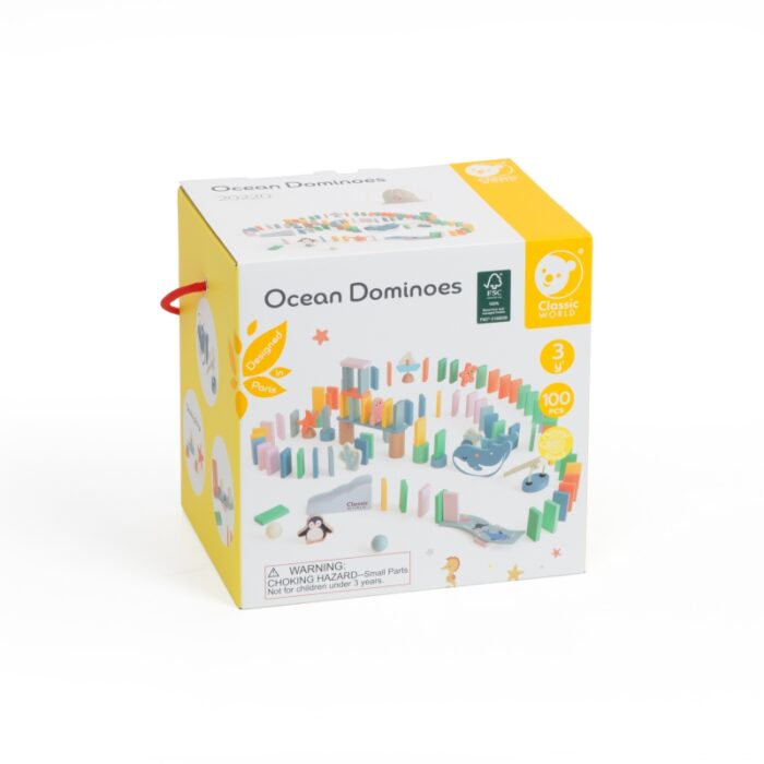 CLASSIC WORLD Drewniane Domino Tor Logiczny Przeszkód Układanka Montessori 100 el. - obrazek 8
