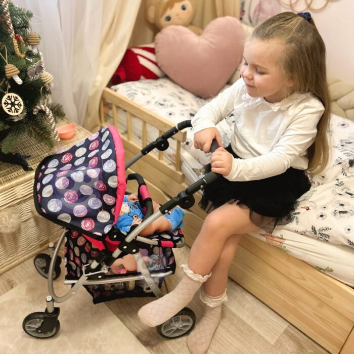 WOOPIE ROYAL Wózek dla Lalek Regulowane Siedzisko 4 Koła - obrazek 5