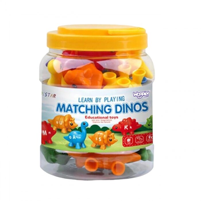 WOOPIE Zestaw Nauka Liter Kolorów Montessori Figurki Dinozaury do Składania "Dopasuj Literki" 13 el. - obrazek 3