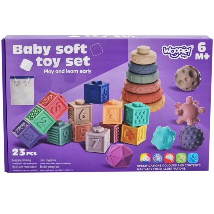 WOOPIE BABY Klocki Sensoryczne Układanka do Ściskania Dźwięk Nauka Liczenia 23 el. - obrazek 12