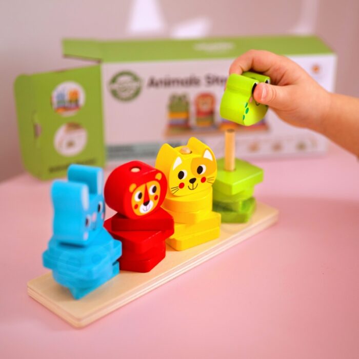 WOOPIE GREEN Układanka Montessori Piramidka Zwierzątka 27 el. FSC - obrazek 4