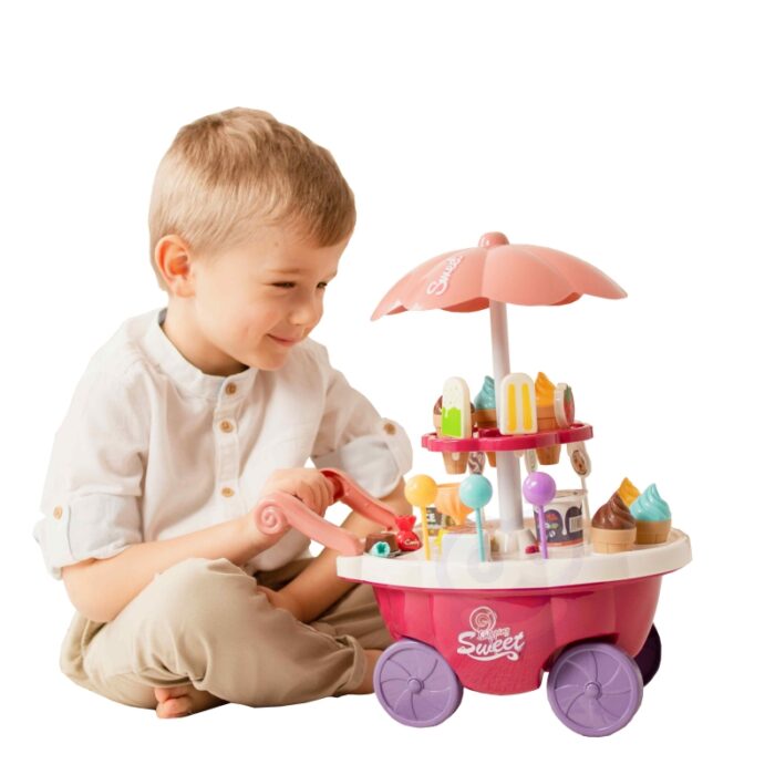 WOOPIE Sklep Food Truck Cukiernia Wózek Stoisko z Lodami Słodyczami Dźwięk Światło + 36 Akc - obrazek 8