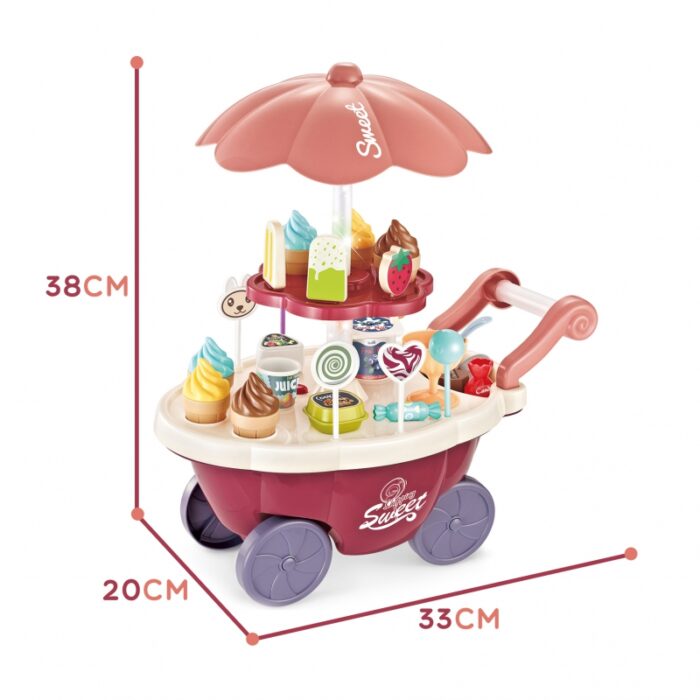 WOOPIE Sklep Food Truck Cukiernia Wózek Stoisko z Lodami Słodyczami Dźwięk Światło + 36 Akc - obrazek 9