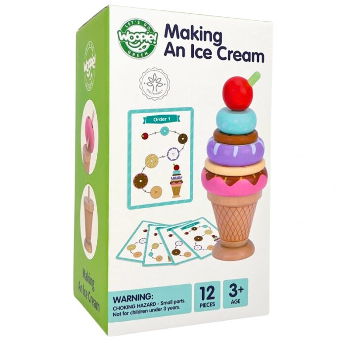 WOOPIE GREEN Drewniane Lody Układanka Montessori Cukiernia 12 el. FSC - obrazek 15