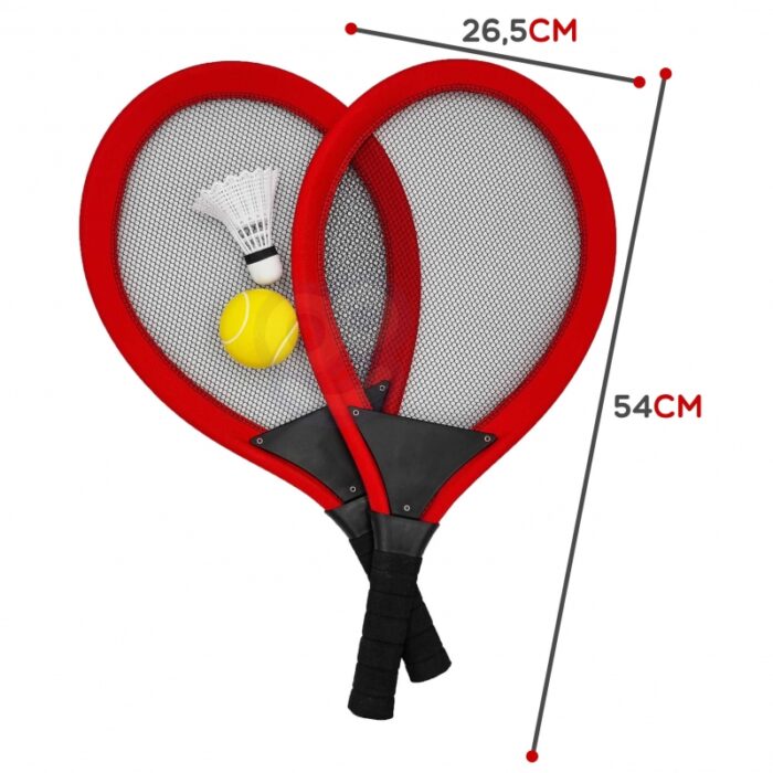 WOOPIE Duże Rakietki do Tenisa Badminton dla Dzieci Zestaw + Piłka Lotka - obrazek 4