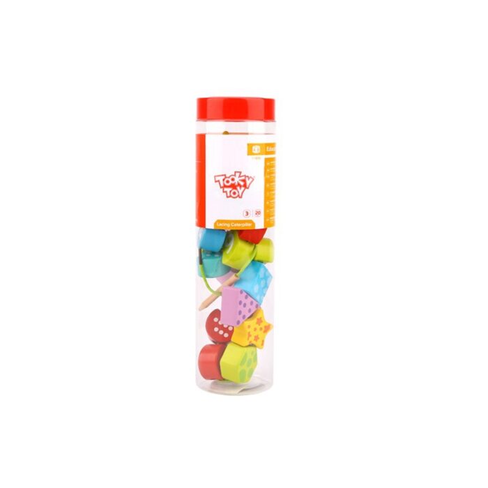 TOOKY TOY Drewniane Klocki do Nawlekania Gąsienica Nauka Liczenia 20 el. - obrazek 5