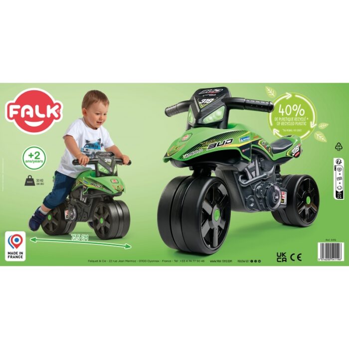 FALK Jeździk Racing Zielony Motorek Szerokie Koła od 1 roku - obrazek 7
