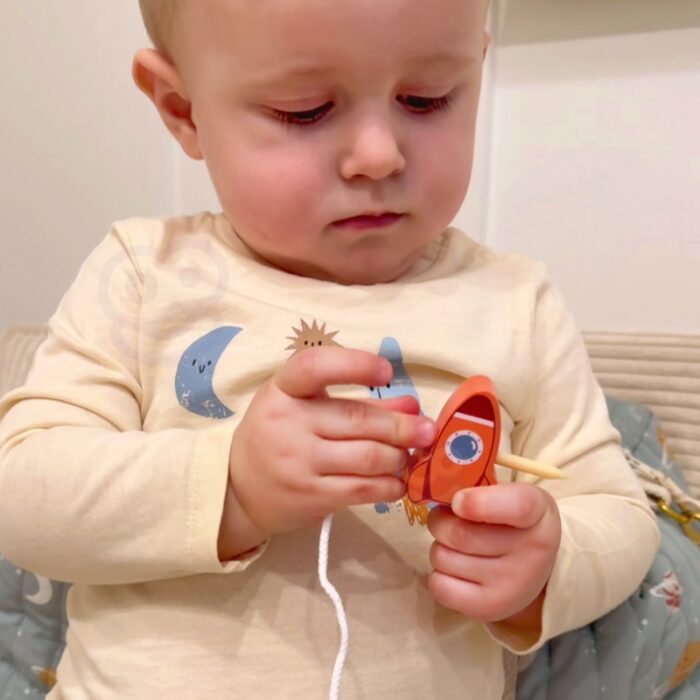TOOKY TOY Kosmiczny Śpiący Księżyc Balansująca Układanka Drewniana Nawlekanka Montessori Kosmos - obrazek 6