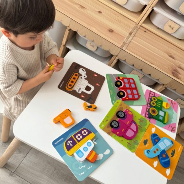 WOOPIE GREEN Układanka Drewniana Klocki Pojazdy Montessori FSC - obrazek 6