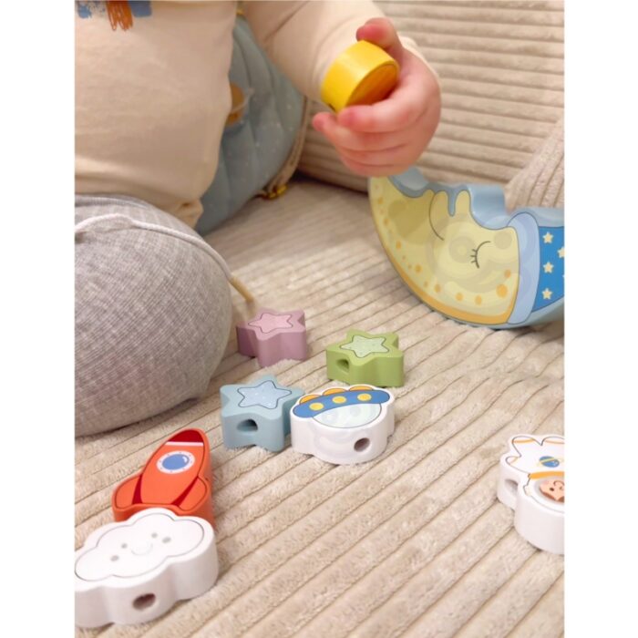 TOOKY TOY Kosmiczny Śpiący Księżyc Balansująca Układanka Drewniana Nawlekanka Montessori Kosmos - obrazek 8