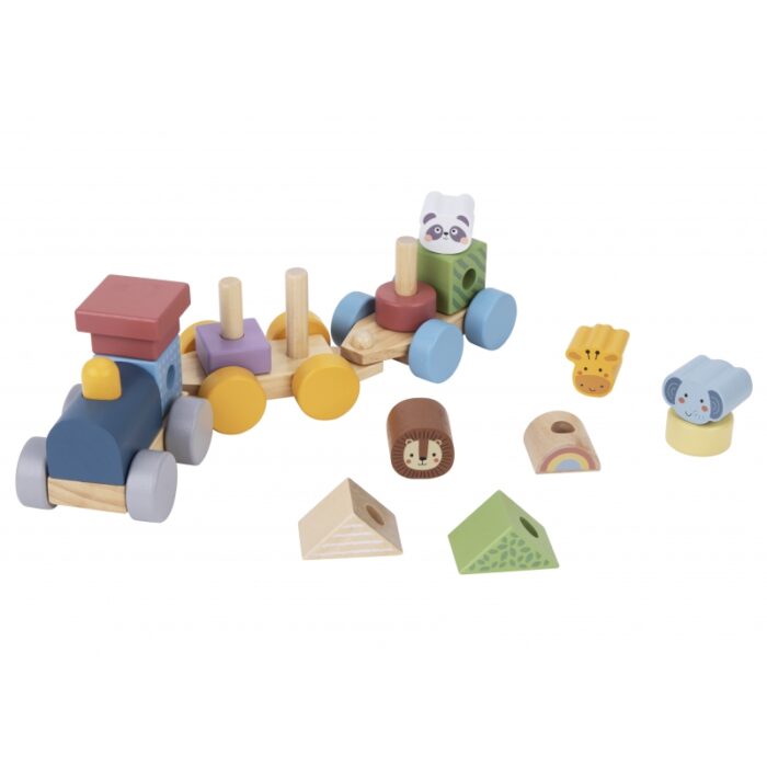 TOOKY TOY Kolejka Drewniana ze Zwierzątkami  Klocki Układanka Montessori - obrazek 7