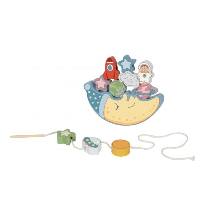 TOOKY TOY Kosmiczny Śpiący Księżyc Balansująca Układanka Drewniana Nawlekanka Montessori Kosmos - obrazek 11