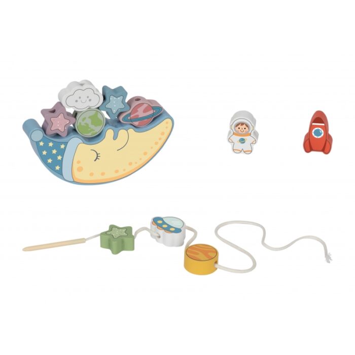 TOOKY TOY Kosmiczny Śpiący Księżyc Balansująca Układanka Drewniana Nawlekanka Montessori Kosmos - obrazek 13