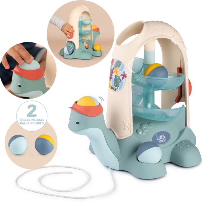 SMOBY LITTLE Żółw do Ciągnięcia ze Zjeżdżalnią dla Piłeczek 12m+ - obrazek 11