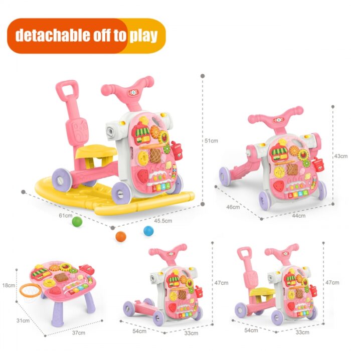 WOOPIE BABY Chodzik 5w1 Multifunkcyjny Różowy 1+ - obrazek 2