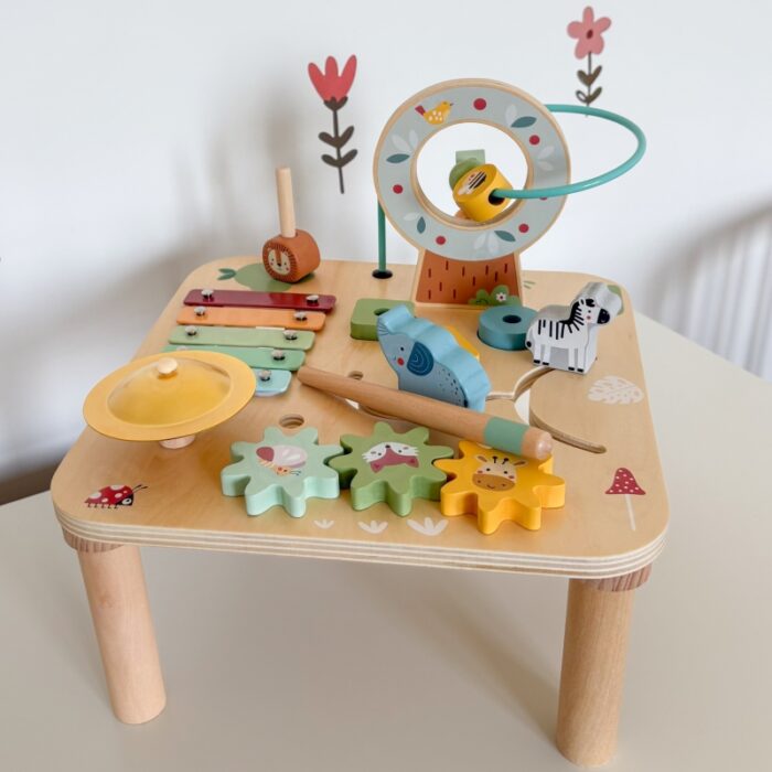 WOOPIE GREEN Drewniany Stolik Edukacyjny Muzyczny Labirynt Sensoryczny 5W1 - obrazek 10